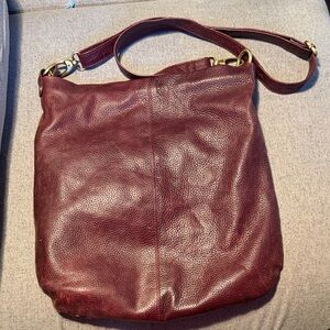 Latico Deep Brown with slight Burgundy hue Leather Shoulder Bag